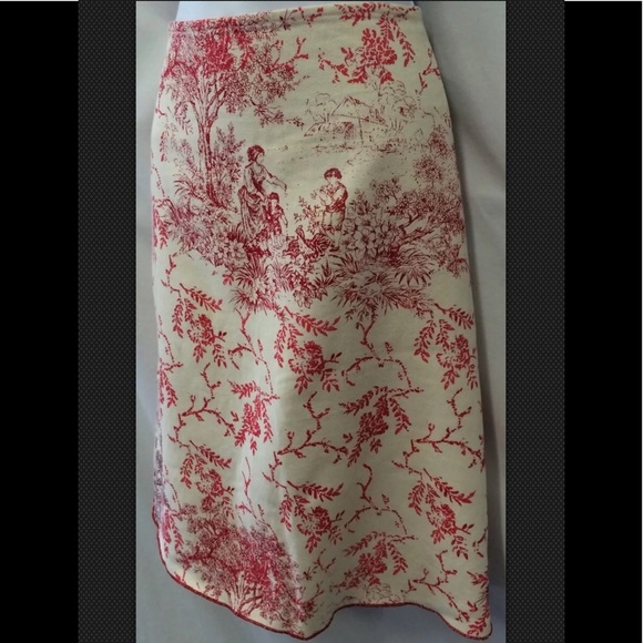 FREE PEOPLE Toile Red Ivory Cotton A Line Skirt - Picture 4 of 6